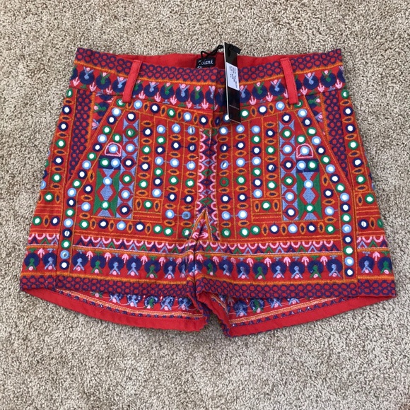 Tolani Pants - New! TOLANI Size XS red mirrored sally shorts